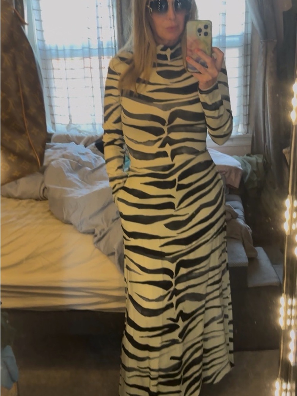 Brandon Maxwell Zebra Print Midi Skirt - Black and Cream